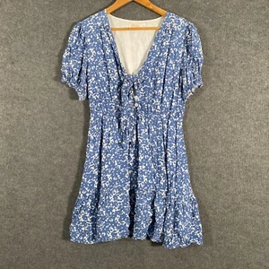 Orange Sherbet Dress Womens 10 Blue White A Line Flowers Flowy Bow Gathered - Bild 1 von 13