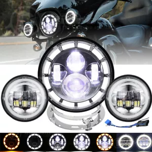 Faro LED Halo 7"" y soportes de luz antiniebla de 4,5"" para Harley Touring Ultra Limited - Imagen 1 de 19