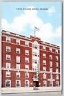 Ywca Building Denver Colorad Street View American Flag Linen Vintage Postcard
