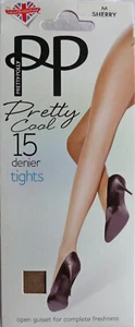 Pretty Polly Medium Size 15 Denier Open Gusset Nylon Tights in Sherry - Picture 1 of 2