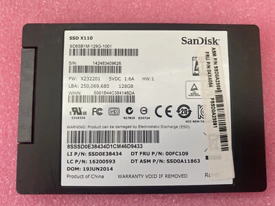 SanDisk X110 128GB SD6SB1M-128G 2.5" SATA III SSD SD6SB1M-128G-1001 - Image 1 of 2