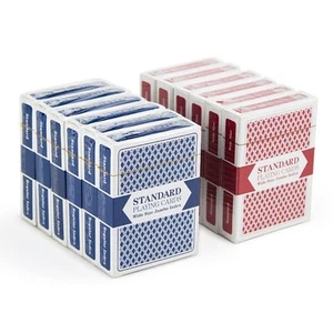 12 Spielkartendecks|Poker Wide Size (6 rot/6 blau)|Kunststoffbeschichtete Karten... - Bild 1 von 7