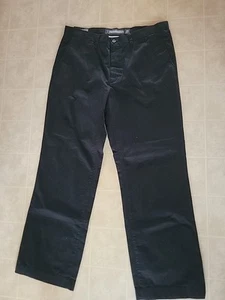 Old Navy Loose Khakis Pants Mens 36X32 Black Flat Front Straight Leg Pockets NEW - Picture 1 of 4