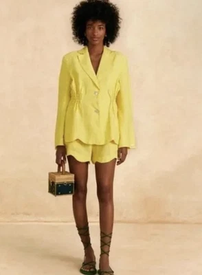 Blazer FARM RIO Anthropologie FP Banana Amarillo Lino Grande Usado en Excelente Condición M Foto 1 de 4