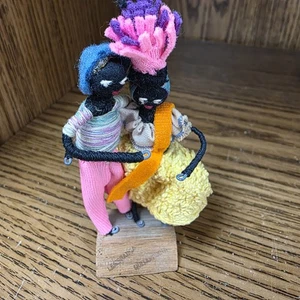 Brasilianische 4" Samba Tänzer Vintage bunte Handarbeit Draht & Faden Faserkunst - Bild 1 von 12