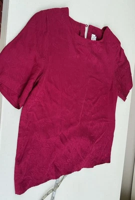 Blusa SILK LAND Pura Seda Talla M Pullover Mangas Cortas Rosa Paisley Foto 1 de 4