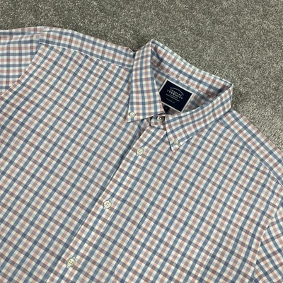 Charles Tyrwhitt Dress Shirt Mens Extra Large Classic Fit Gingham Plaid Cotton - Image 1 of 4