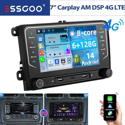 Android 14 6+128G Autoradio Carplay GPS 8-Core Für VW GOLF 5 Touran Caddy Tiguan - Bild 1 von 4