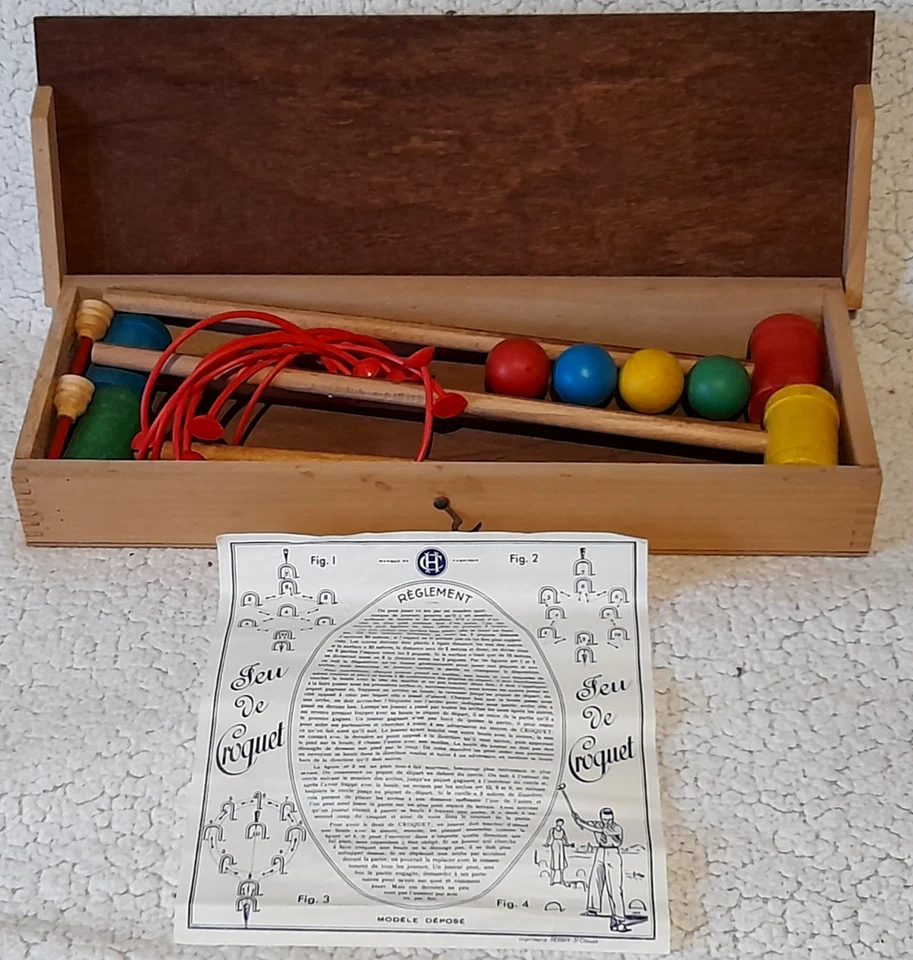 ancien jouet jeu de croquet HC France en boite bois notice - Photo 1/4