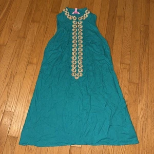 Lilly Pulitzer JANE SHIFT Dress TEAL / GOLD METALLIC TRIM Women’s 6 Sleeveless - Picture 1 of 4
