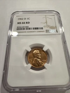 1962 D Lincoln Cent MS66 RD NGC #87 SEE DESCRIPTION - Picture 1 of 4