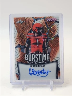 JABARI BRADY 2025 LEAF VIVID BURSTING WITH TALENT ORANGE LAZER AUTO /4 Q4324 - Image 1 of 2