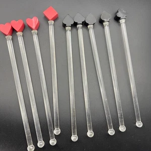 Vintage Acryl Karten Anzug Rührstäbchen Set 9 Party Spieleabend Casino - Bild 1 von 4
