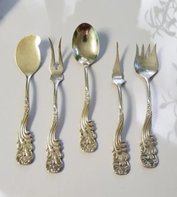 Juego de 5 servidores de condimentos Frank M Whiting Sterling Marquis, excelente Foto 1 de 4