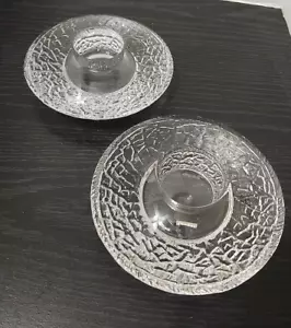 Juego de 2 portavelas de disco de cristal Orrefors Suecia - Imagen 1 de 5