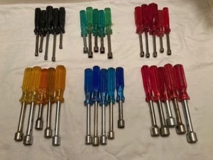 HEX NUT DRIVER LOT OF 30 - 6 SIZES - 5 EACH SAE SIZE - USED - Picture 1 of 8