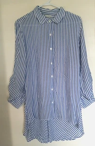 Mini vestido túnica Max Studio ligero a rayas manga lengüeta mujer XL alto bajo - Imagen 1 de 3