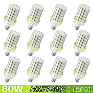 12Pack 80Watt LED Corn Light Bulb Warehouse Workshop High Bay Lamp AC 277-480V - Picture 1 of 12