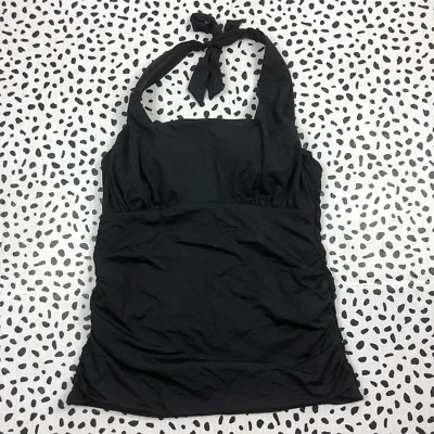 Tankini Lands End Negro Cuello Cuadrado Halter NATACIÓN TOP Reg. 2 525394 Foto 1 de 4