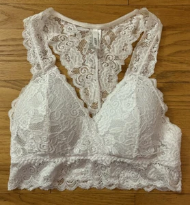 Kathy White Razor Back Bralette Womens Size 2X/3X Lace - Picture 1 of 5