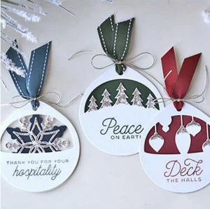 Troqueles de etiqueta de Navidad troqueles de corte de metal hágalo usted mismo marcador plantilla troquelada - Imagen 1 de 6