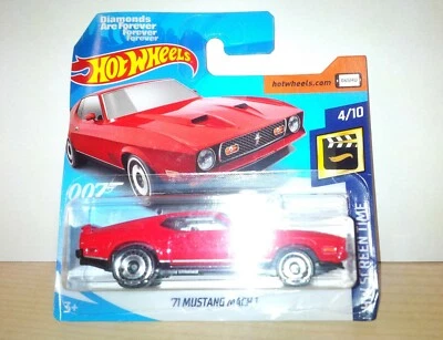 Hot Wheels James Bond 007 '71 Mustang Mach 1 Red Car HW Screen Time - Imagen 1 de 2