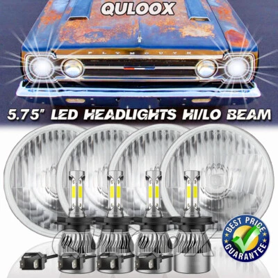 4PCS 5 3/4" 5.75 LED Headlights HI/LO Beam H5006 H5001 for Plymouth GTX Fury Foto 1 de 4