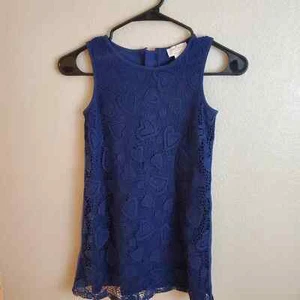 Kate Spade Girls Sleeveless Lace Overlay Blue Heart Mini Dress - Picture 1 of 7