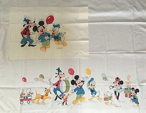 Vtg 60's Wamsutta Disney Mickey Mouse Band Twin Flat Sheet & Pillow Case - Picture 1 of 3
