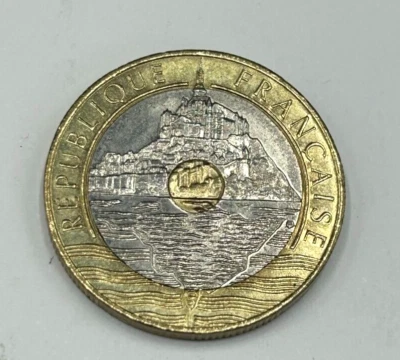 1992 France 20 Francs - Mont Saint Michel - Twenty Francs - Trimetallic-KM#1008 - Image 1 of 2