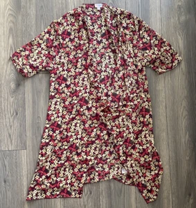 Lularoe Kimono geblümt halb transparent rosa gelb Lagenlook Größe Medium - Bild 1 von 6