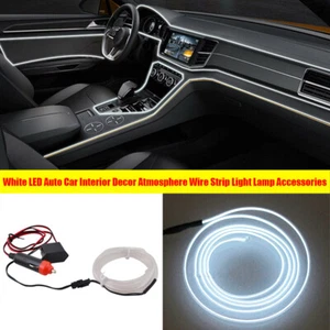 White LED Auto Car Interior Decor Atmosphere Wire Strip Light Lamp Accessories - Bild 1 von 7
