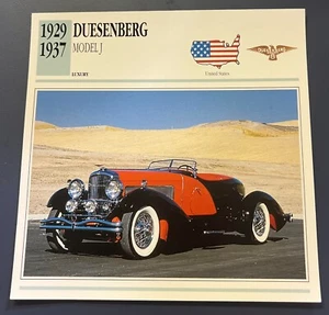 1929-1937 Duesenberg Model J Luxury Spec card - Picture 1 of 2