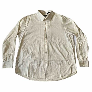 Hugo Boss Dress Shirt 18.5 36/37 Felix US Ivory Cream Textured Stripe Cotton - Picture 1 of 24