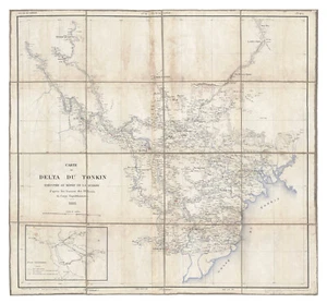 Mapa antiguo "Carte du delta du Tonkin" (Vietnam) Depot de la Guerre, 1885 - Imagen 1 de 9