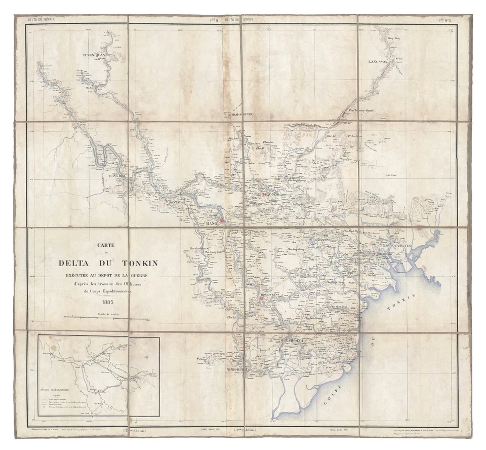 Антикварная карта "Carte du delta du Tonkin" (Вьетнам) Depot de la Guerre, 1885 - Изображение 1 из 4