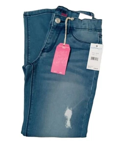 Wallflower Girl Jeans Size 10 Destructed Soft Blue Denim with Elastic Waistband - Picture 1 of 4