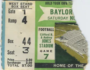 Texas Tech Vs.Baylor 1965 Biglietto Stub Donny Anderson Tech Homecoming - Picture 1 of 1