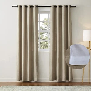 ChadMade Jawara Linen Curtain Room Darkener 50" W X 108" L 1 Panel - Picture 1 of 6