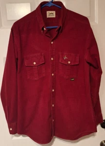 Camicia vintage Duxbak camoscio flanella bottoni rosso scuro doppio logo taglia XL - Foto 1 di 7