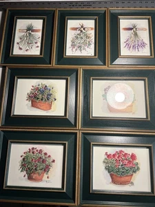 Vintage Peggy Abrams signiert Holz gerahmt Blumendrucke Wandkunst Menge 7 LESEN - Bild 1 von 10