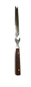 Edelstahl Käsemesser Gabelspitze Flaschenverschlussöffner Holzgriff Japan Vintage - Bild 1 von 4