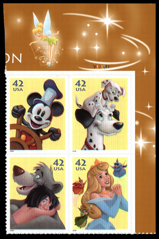 US Scott # 4345a, The Art of Disney Immagination Plate Block 2008 42¢ Stamps MNH - Image 1 of 1