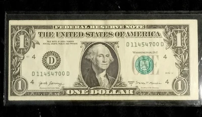 $1 DOLLAR BILL 2017 MISCUT OFF CENTER ALIGNMENT ERROR - Image 1 of 2