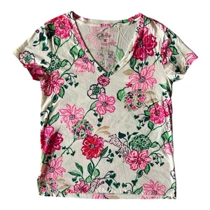 T-shirt Lilly Pulitzer Meredith Safari Sanctuary stampa cocco taglia M nuova con etichetta - Foto 1 di 6