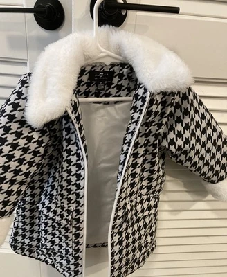 Linda chaqueta de invierno 7 para toda la humanidad niñas 2T pata de gallo cuello de piel sintética para  Foto 1 de 4