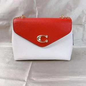 Coach C6786 Tammie Schultertasche im Colorblock in Gold/Kreide Electric Red Multi - Bild 1 von 5
