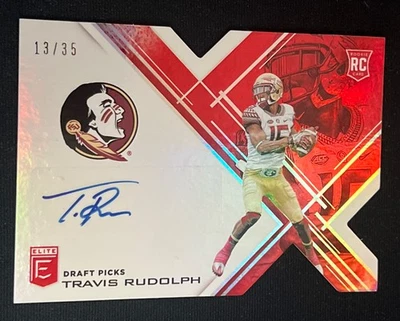2017 Donruss Elite Collegiate Rookie Die-Cut AUTO /35 Travis Rudolph FSU #157 RC - Image 1 of 2