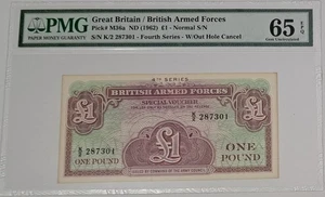 1962 Great Britain / British Armed Forces £1 Pound SN# K2287301 PMG 66 EPQ Note - Bild 1 von 4