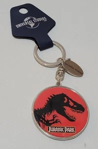RARE VTG Universal Studios Exclusive Jurassic Park Double Sided Enamel Keychain - Picture 1 of 3